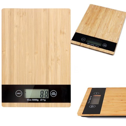 Waga kuchenna bambusowa elektroniczna lcd do 5 kg
