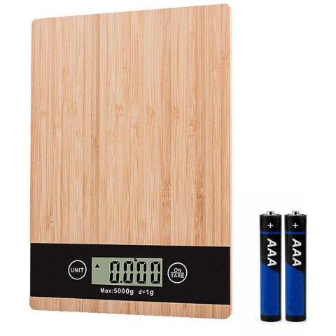 Waga kuchenna bambusowa elektroniczna lcd do 5 kg