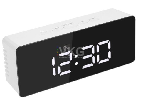 Zegar budzik termometr lustro led alarm data 4w1