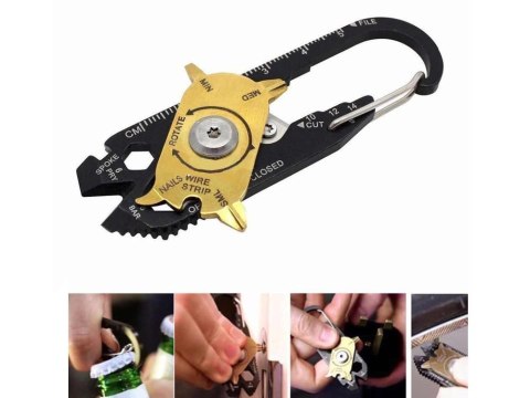 Brelok karabińczyk nóż multitool przeżycia 20w1