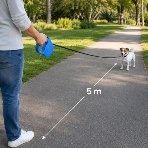 Smycz automatyczna dla psa taśma blokada 5m 15kg