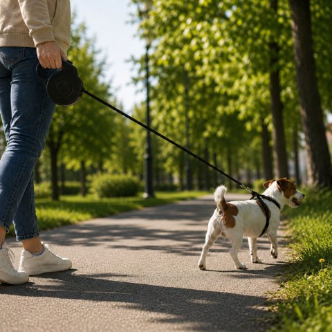 Smycz dla psa automatyczna blokada taśma 5m 15kg