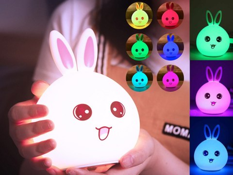 Lampka nocna dla dzieci led królik pilot rgb usb