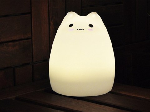 Lampka nocna dla dzieci led rgb kot dotyk silikon