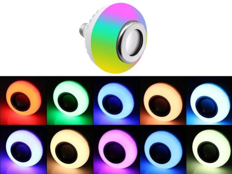 Żarówka kolorowa led rgb głośnik bluetooth pilot