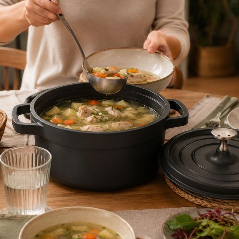 Garnek brytfanna do gotowania pieczenia non stick indukcja gaz pokrywa 2l