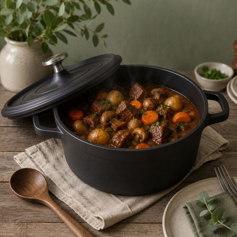 Garnek brytfanna do gotowania pieczenia non stick indukcja gaz pokrywa 2l