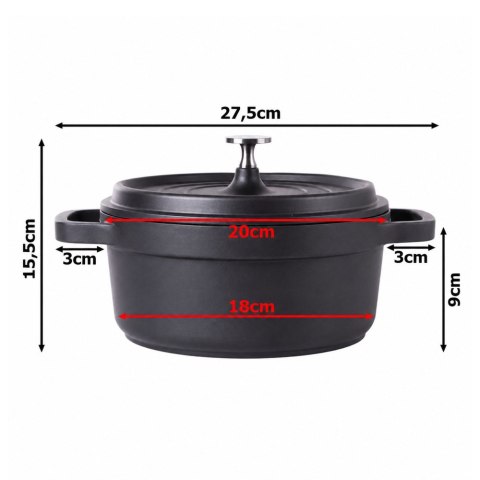 Garnek brytfanna do gotowania pieczenia non stick indukcja gaz pokrywa 2l