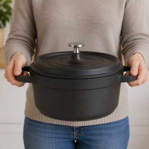 Garnek brytfanna do gotowania pieczenia non stick indukcja gaz pokrywa 2l