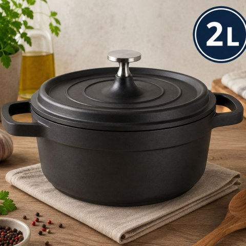 Garnek brytfanna do gotowania pieczenia non stick indukcja gaz pokrywa 2l