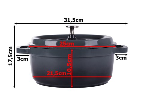 Garnek brytfanna do gotowania pieczenia non stick indukcja gaz pokrywa 4l