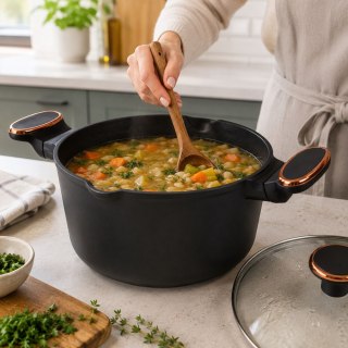 Garnek rondel głęboki z pokrywką indukcja gaz powłoka non stick 7l