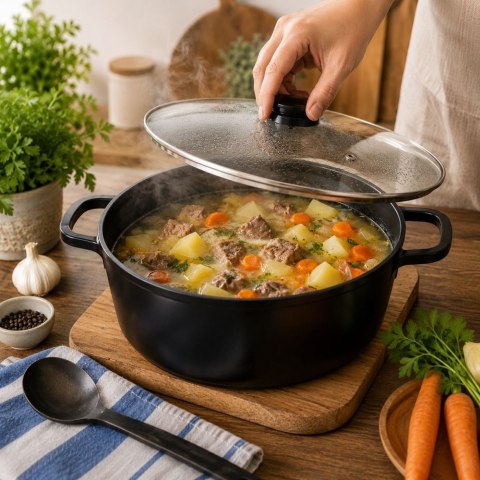 Garnek z aromatyzerem na przyprawy na indukcję gaz do pieczenia duży 13l