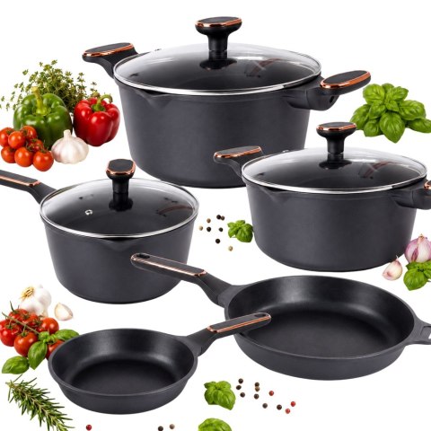 Komplet garnków rondli patelni indukcja gaz non stick premium 8 elementów