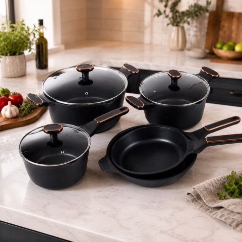 Komplet garnków rondli patelni indukcja gaz non stick premium 8 elementów
