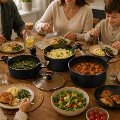 Komplet garnków rondli patelni indukcja gaz non stick premium 8 elementów