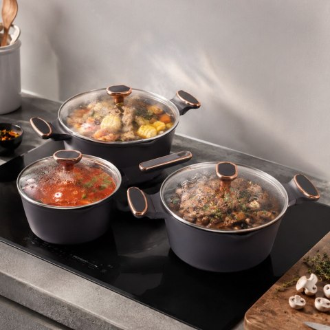 Komplet garnków rondli patelni indukcja gaz non stick premium 8 elementów