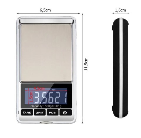Waga jubilerska elektroniczna precyzyjna 500g/0,01