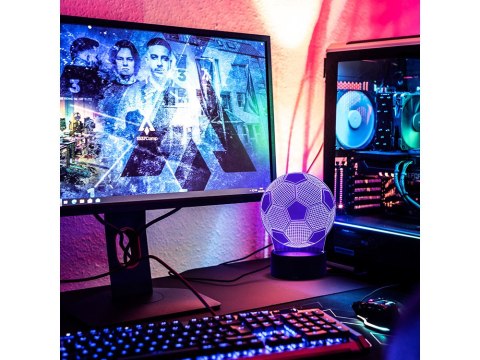 Lampka nocna piłka nożna 3d led kolory + pilot