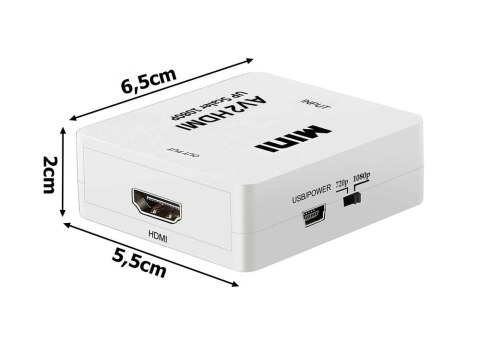 Adapter konverter sygnału av rca cinch do hdmi audio rca 1080p cvbs kabel
