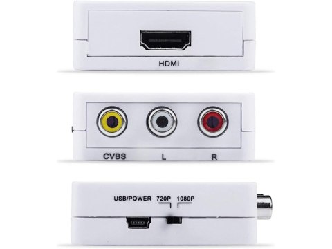 Adapter konverter sygnału av rca cinch do hdmi audio rca 1080p cvbs kabel