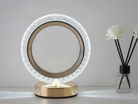 Lampka nocna stołowa pierścień kryształ led rgb