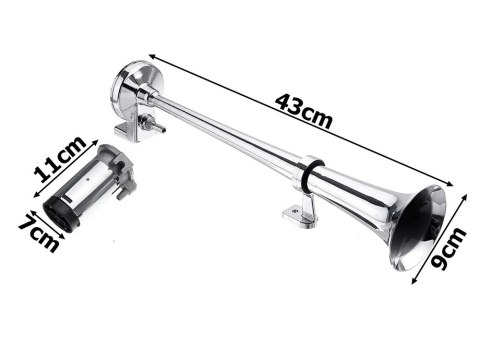 Klakson trąbka pneumatyczna 150db fanfara klakson chrom kompresor 12v