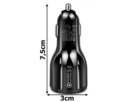 Ładowarka samochodowa do gniazd zapalniczki 2xusb quickcharge 3.0 szybka