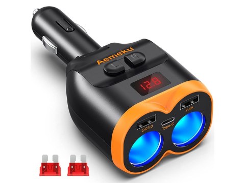Rozdzielacz gniazda zapalniczki 12-24v 2xusb-a 1xusb-c qc 3.0 80w ładowarka