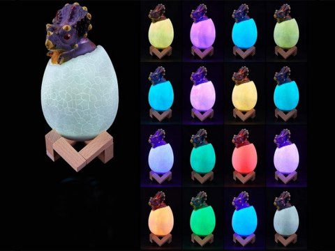 Lampka nocna dinozaur triceratops jajko rgb led jajo świecące dla dzieci