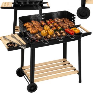 Grill ogrodowy duży węglowy bbq regulowany ruszt półki koła przenośny