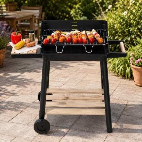 Grill ogrodowy duży węglowy bbq regulowany ruszt półki koła przenośny