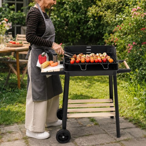 Grill ogrodowy duży węglowy bbq regulowany ruszt półki koła przenośny