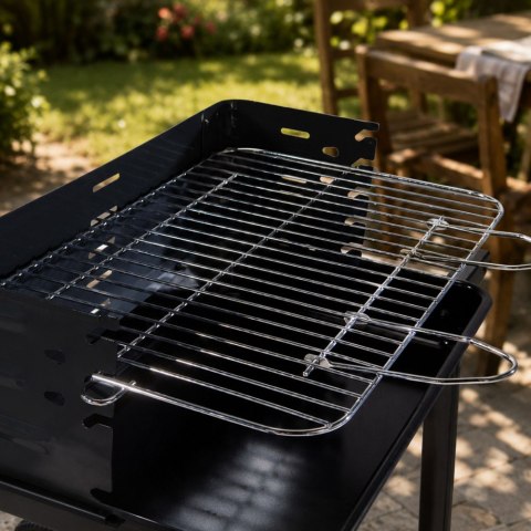 Grill ogrodowy duży węglowy bbq regulowany ruszt półki koła przenośny