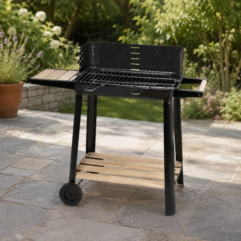 Grill ogrodowy duży węglowy bbq regulowany ruszt półki koła przenośny