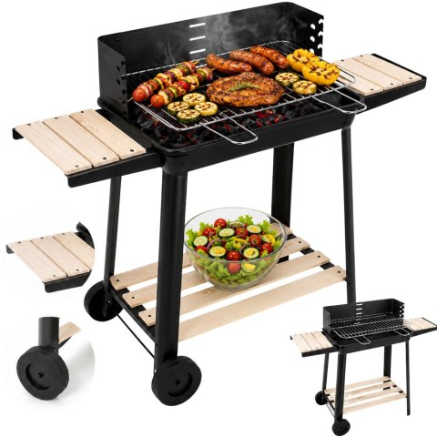 Grill ogrodowy duży węglowy bbq regulowany ruszt półki koła przenośny