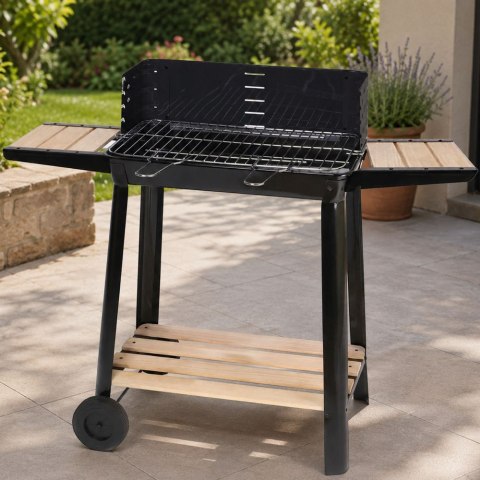Grill ogrodowy duży węglowy bbq regulowany ruszt półki koła przenośny