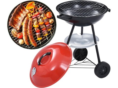 Grill węglowy brykietowy ogrodowy kółka pokrywa okrągły zamykany przenośny