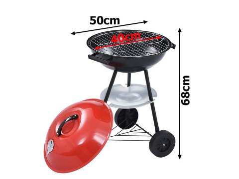 Grill węglowy brykietowy ogrodowy kółka pokrywa okrągły zamykany przenośny