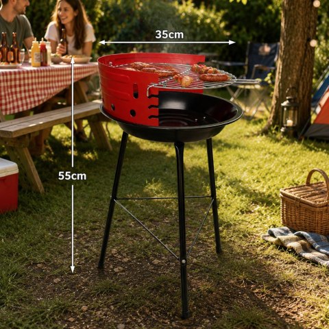 Grill węglowy brykietowy ogrodowy okrągły przenośny turystyczny na biwak