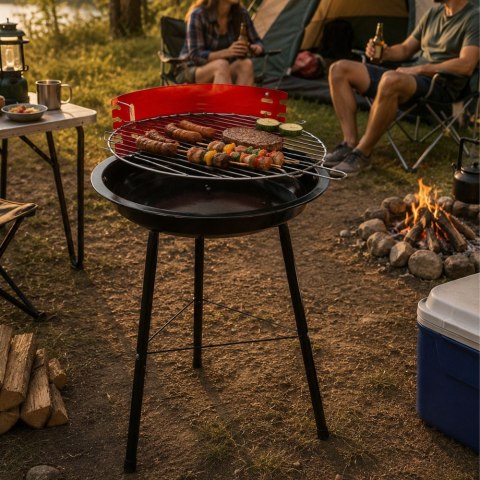 Grill węglowy brykietowy ogrodowy okrągły przenośny turystyczny na biwak