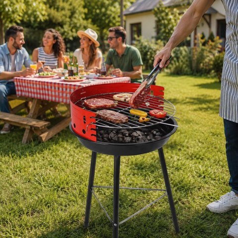 Grill węglowy brykietowy ogrodowy okrągły przenośny turystyczny na biwak