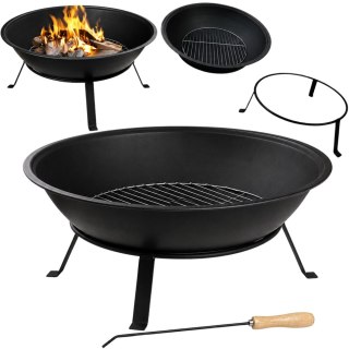 Palenisko ogrodowe duże pogrzebacz stojak ruszt grill ognisko 55 kociołek