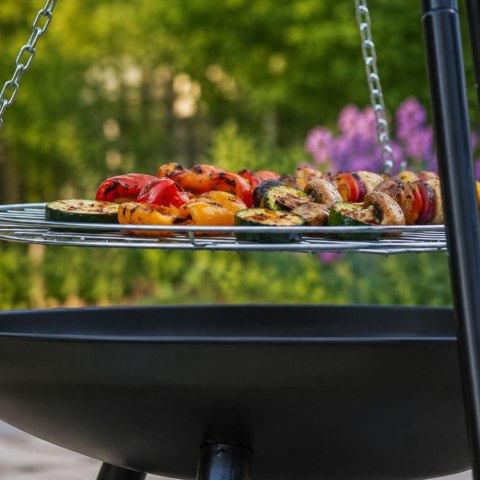 Palenisko ogrodowe duże trójnóg stojak ruszt wiszący grill ognisko węgiel