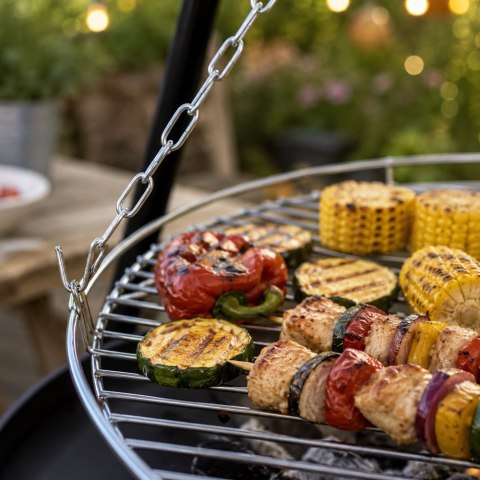 Palenisko ogrodowe duże trójnóg stojak ruszt wiszący grill ognisko węgiel