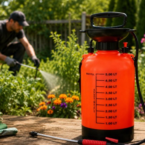 Opryskiwacz ciśnieniowy ręczny ogrodowy spryskiwacz długa lanca 5l pasek