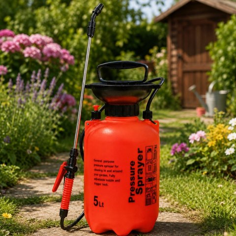 Opryskiwacz ciśnieniowy ręczny ogrodowy spryskiwacz długa lanca 5l pasek