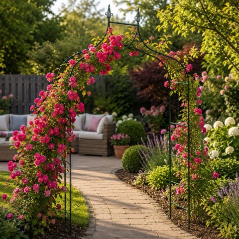 Pergola ogrodowa podpora do kwiatów do pnączy łuk na róże metalowa ozdobna
