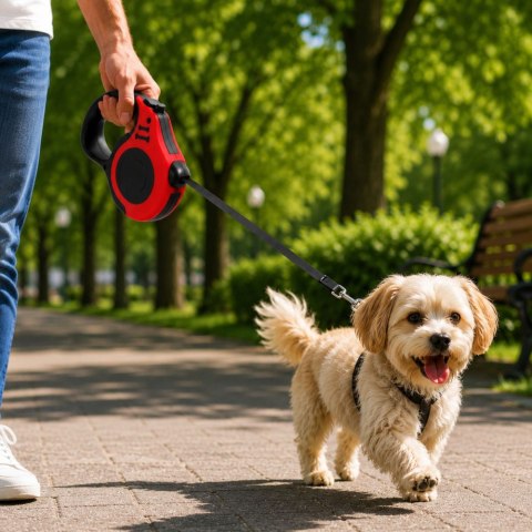 Smycz automatyczna dla psa taśma z blokadą mocna lekka zwijana 5m 15kg
