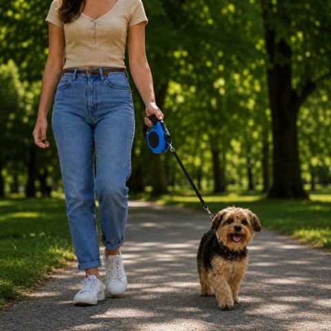 Smycz automatyczna dla psa taśma z blokadą mocna lekka zwijana 5m 15kg